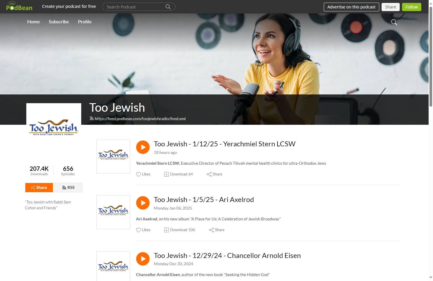 Too Jewish Podcast Interviews Yerachmiel Stern